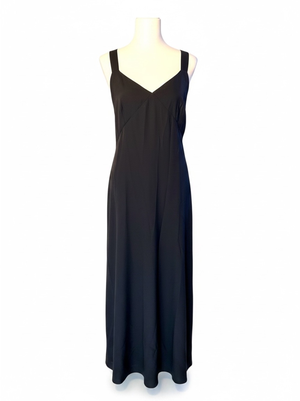 Banana Republic Black V Neck Cross Back Strap Maxi Dress Sleeveless Minimalist L